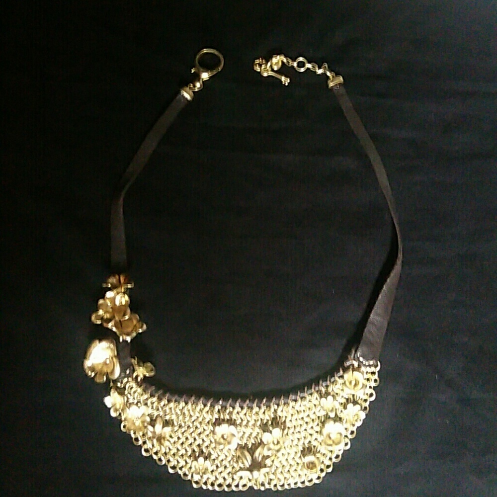 Fossil Leather Necklace Gold/Dark Brown Leather